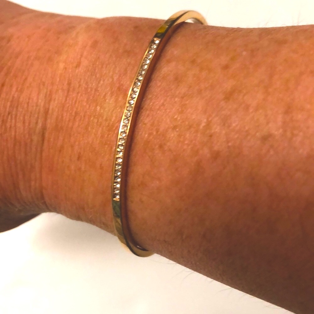 Michael Kors Bracelet Rose Gold Cuff White Crystal Pave in Adjustable Excellent